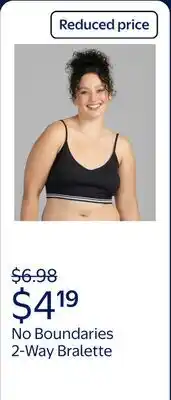 Walmart No Boundaries Women's 2-Way Bralette, Sizes XS-3XL offer