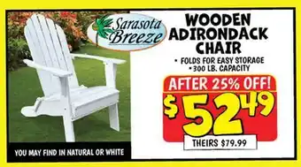 Ollie's Sarasota Breeze WOODEN ADIRONDACK CHAIR offer