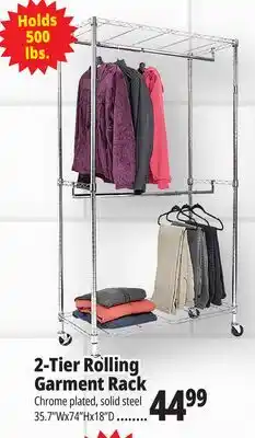 Ocean State Job Lot 2-Tier Rolling Garment Rack offer