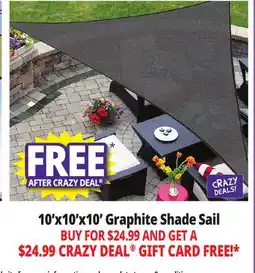 Ocean State Job Lot AsterOutdoor Triangular Sun Shade Sail 10' x 10' x 10' Graphite offer