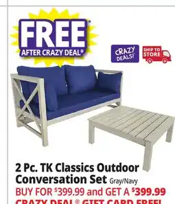 Ocean State Job Lot TK Classics 2 Piece Outdoor Conversation Set Gray/Navy offer