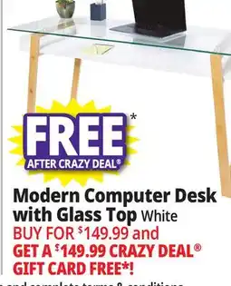 Ocean State Job Lot bonVIVO 55 Modern Computer Desk with Glass Top White offer