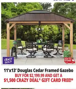 Ocean State Job Lot Douglas 11' x 13' Cedar Framed Gazebo with Steel & Polycarbonate Hip Roof Hardtop offer