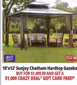 Ocean State Job Lot Sunjoy Chatham 10' x 12' Hardtop Gazebo with Netting offer