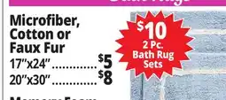 Ocean State Job Lot Microfiber, Cotton or Faux Fur offer