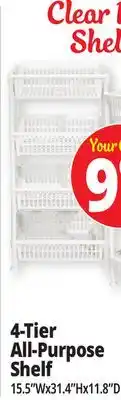 Ocean State Job Lot 4-Tier All-Purpose shelf offer