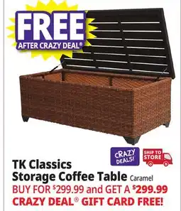 Ocean State Job Lot TK Classics Storage Coffee Table Caramel offer