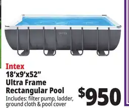 Ocean State Job Lot Intex 18'x9'x52 Ultra Frame Rectangular Pool offer