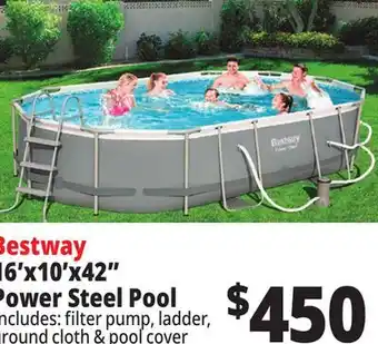 Ocean State Job Lot Bestway 16' Above Ground Power Steel Oval Pool Set offer