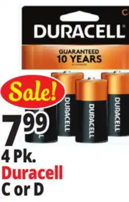 Ocean State Job Lot 4 Pk. Duracell C or D offer