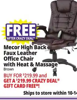 Ocean State Job Lot Mecor High Back Faux Leather Office Chair with Heat & Massage Brown offer