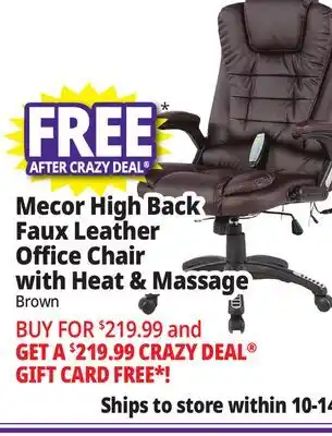 Ocean State Job Lot Mecor High Back Faux Leather Office Chair with Heat & Massage Brown offer