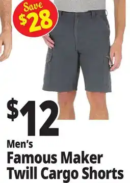 Ocean State Job Lot Men's Famous Maker Twill Cargo Shorts offer