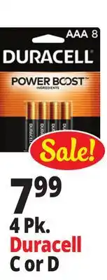 Ocean State Job Lot Duracell C or D Batteries offer
