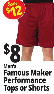Ocean State Job Lot Men's Famous Maker Performance Tops or Shorts offer