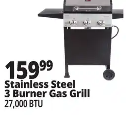 Ocean State Job Lot Stainless Steel 3 Burner Gas Grill offer