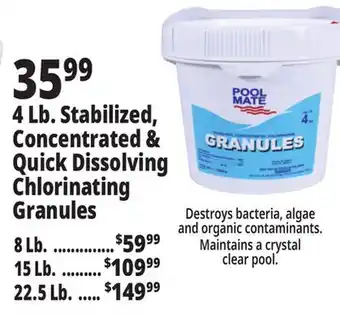 Ocean State Job Lot 4 Lb. Stabilized, Concentrated & Quick Dissolving Chlorinating Granules offer