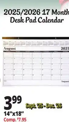 Ocean State Job Lot 2023-2024 Premiere 17 Month Desk Calendar 18 offer