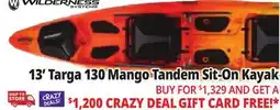 Ocean State Job Lot Wilderness Systems Targa 130T Recreational Tandem Kayak Mango offer