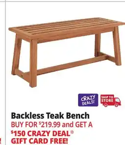 Ocean State Job Lot Backless Teak Bench offer