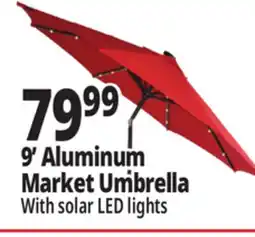 Ocean State Job Lot 9' Aluminum Market Umbrella with Solar LED Lights offer