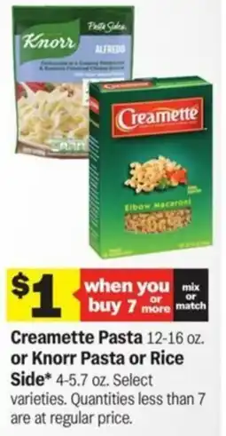 Meijer Creamette Pasta or Knorr Pasta or Rice Side offer
