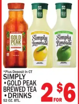C Town SIMPLY GOLD PEAK BREWED TEA, DRINKS offer