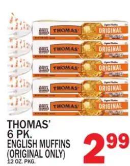 C Town THOMAS' 6 PK. ENGLISH MUFFINS (ORIGINAL ONLY) offer
