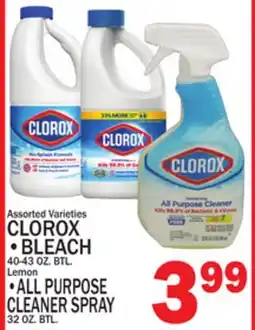 C Town CLOROX • BLEACH 40-43 OZ. BTL. Lemon •ALL PURPOSE CLEANER SPRAY 32 OZ. BTL offer