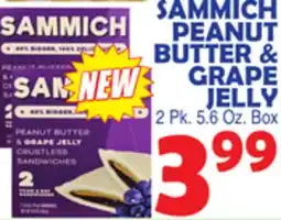 Bravo Supermarkets SAMMICH PEANUT BUTTER & GRAPE JELLY offer