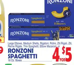 Bravo Supermarkets RONZONI SPAGHETTI, 16 Oz. Boxes offer