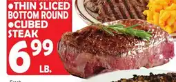 Bravo Supermarkets THIN SLICED BOTTOM ROUND, CUBED STEAK offer