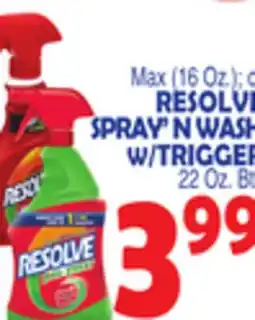 Bravo Supermarkets RESOLVE SPRAY'N WASH W/TRIGGER offer