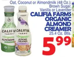 Bravo Supermarkets CALIFIA FARMS ORGANIC ALMOND CREAMER 25.4 Oz. Btls offer