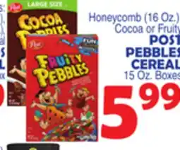 Bravo Supermarkets POST PEBBLES CEREAL 15 Oz. Boxes offer