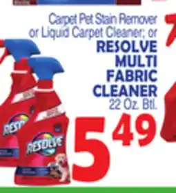 Bravo Supermarkets RESOLVE MULTI FABRIC CLEANER offer