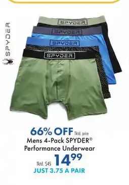 Boscov's Mens 4-Pack SPYDER Performance Underwear offer