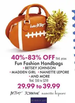 Boscov's Fun Fashion Handbags offer