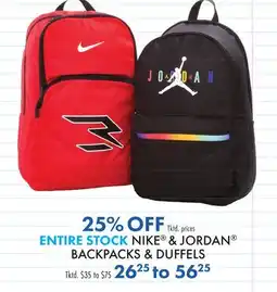Boscov's NIKE & JORDAN BACKPACKS & DUFFELS offer