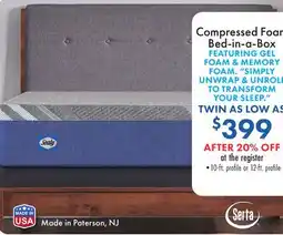 Boscov's Compressed Foam Bed-in-a-Box offer