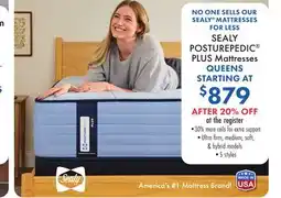 Boscov's SEALY POSTUREPEDIC PLUS Mattresses QUEENS offer