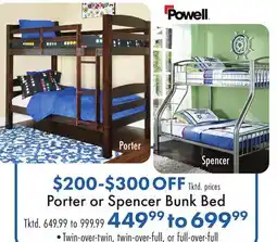 Boscov's Porter or Spencer Bunk Bed offer