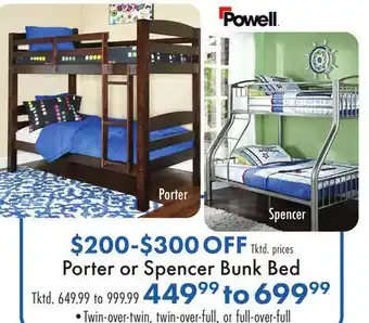 Boscov's Porter or Spencer Bunk Bed offer