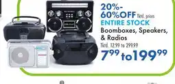 Boscov's Boomboxes, Speakers, & Radios offer