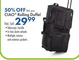 Boscov's CIAO Rolling Duffel offer