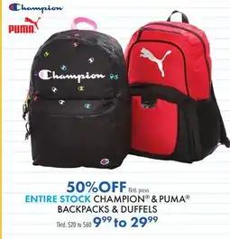 Boscov's CHAMPION & PUMA BACKPACKS & DUFFELS offer