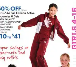Boscov's Girls 7-16 Fall Fashion Active Separates & Sets offer