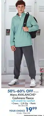 Boscov's Mens AVALANCHE Cashmere Fleece with stretch for comfort offer