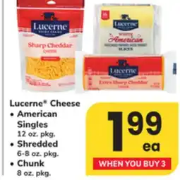 ACME Lucerne Cheese, American Singles 12 oz. pkg., Shredded 6-8 oz. pkg., Chunk 8 oz. pkg offer