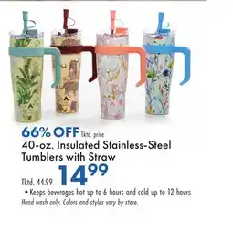 Boscov's 40-oz. Insulated Stainless-Steel Tumblers with Straw offer